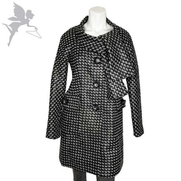 MARC JACOBS Metallic Tweed Coat With Built In Scarf - Picture 1 of 12